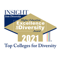 A logo that shows a mortarboard cap and says Insight into Diversity Higher Education Excellence in Diversity Award Top Colleges for Diversity