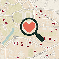 Map of W&M campus with various locations highlighted