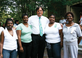 Service award recipients mingled with each other and with the president, Gene Nichol (c). By Stephen Salpukas.