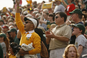 At homecoming, all cheers are for the Tribe. By Stephen Salpukas.