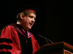 Meese, shown during Charter Day ceremonies, will co-chair the committee. By Stephen Salpukas.
