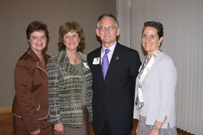 (From left) William and 玛丽 alumna and former state superintendent of schools Jo Lynne De玛丽, William and 玛丽 School of Education Dean Virginia L. McLaughlin, State Sen. Tommy Norment and School of Education Assistant Professor Megan Tschannen-Moran. 