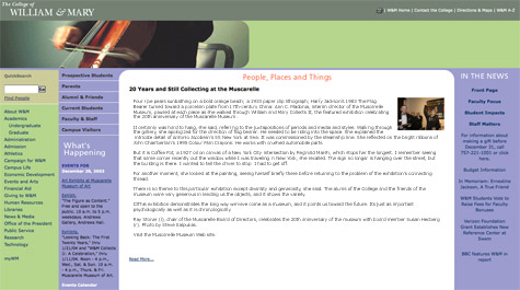 W&M Web site through the years