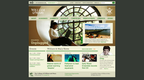 W&M Web site through the years