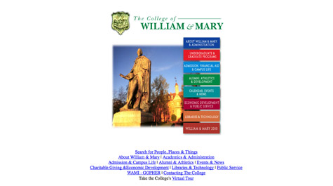 W&M Web site through the years