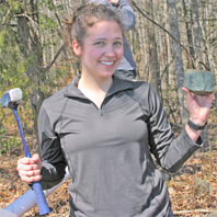 Kristi Dorfler '09 with crack hammer and sample.