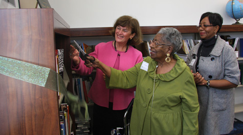 Cutting the ribbon