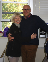 Michael and Jane Knott Powell in his Yates Hall room