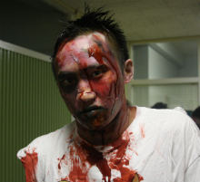 One of the volunteer zombies