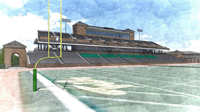 View of the proposed west grandstand from the field at Zable Stadium