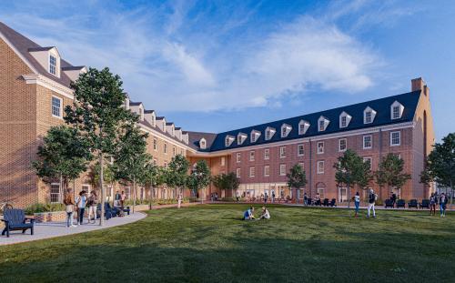 Courtyard view of Jamestown East from Hardy Hall