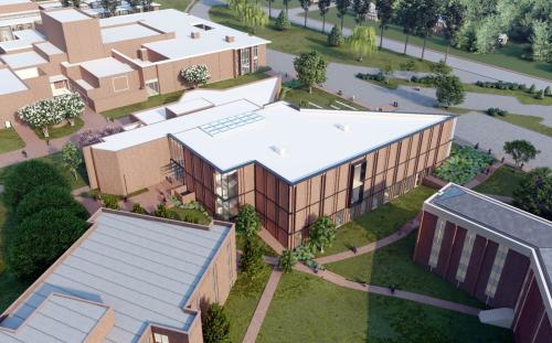 Muscarelle Museum addition aerial perspective