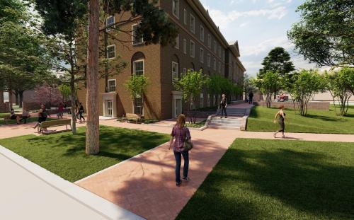 Old Dominion Hall new pedestrian walkways