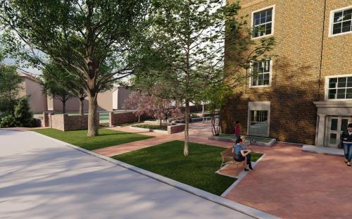 Old Dominion Hall new pedestrian walkways