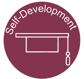 Icon showing graduation cap and the words Self Development