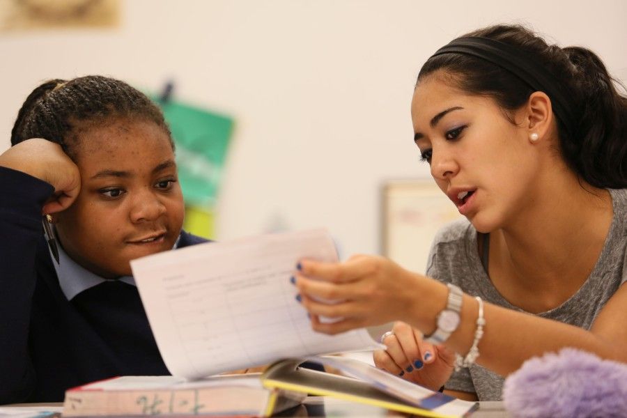 W&M student tutoring local K-12 student