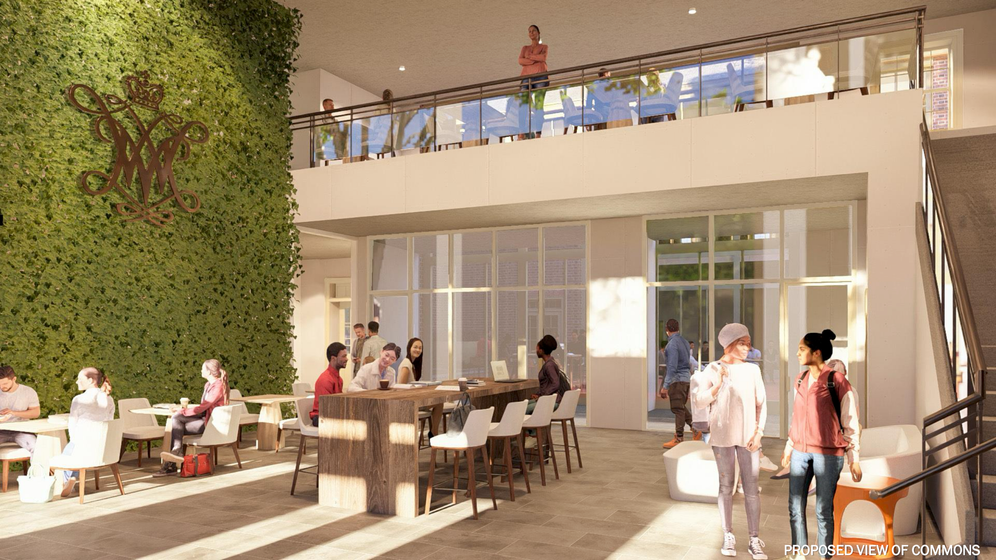 Rendering of Gates Hall interior atrium, photo courtesy of Glavé & Holmes Architecture.