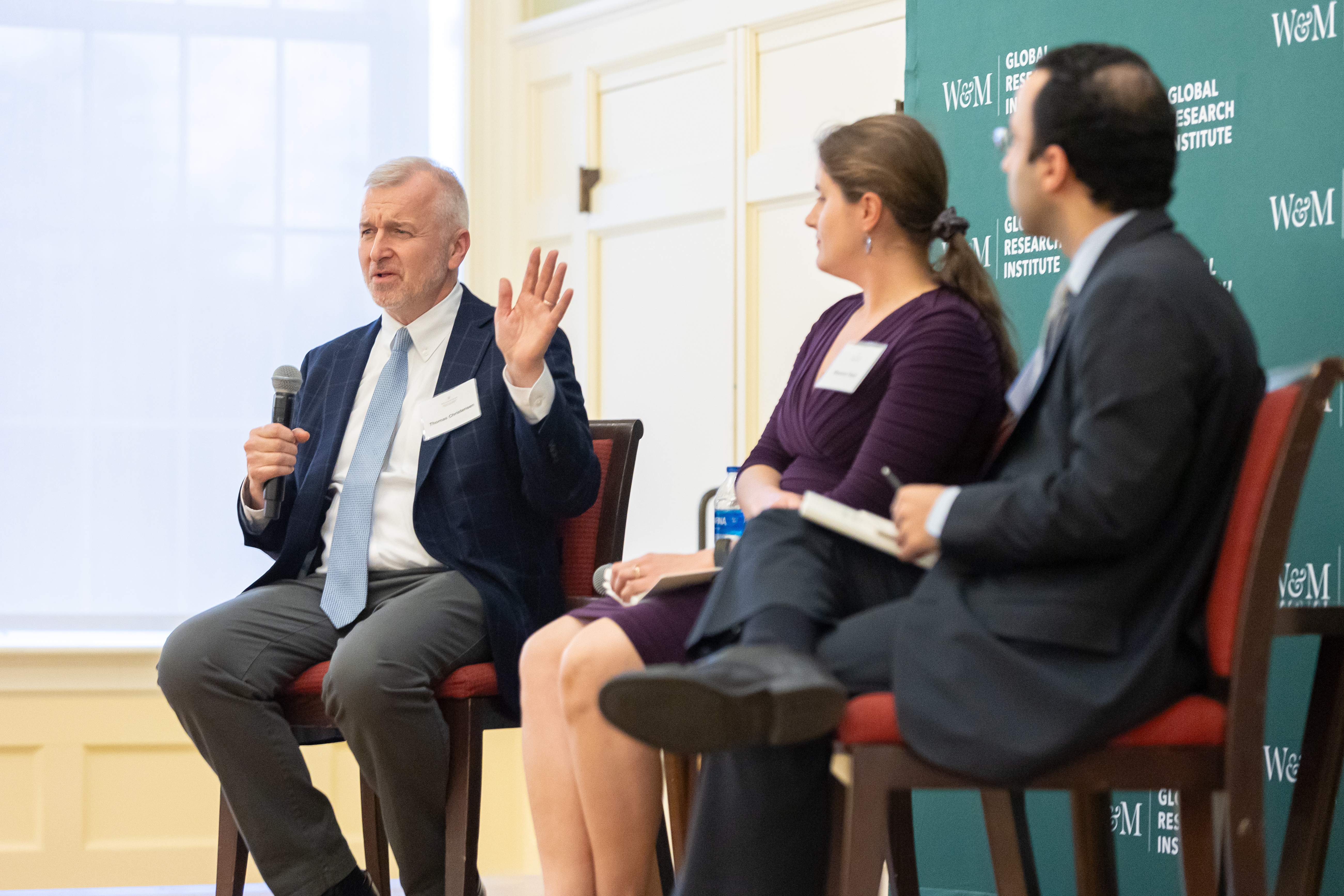 Keynote panel speakers in action at the Security and Foreign Policy Initiative Conference.