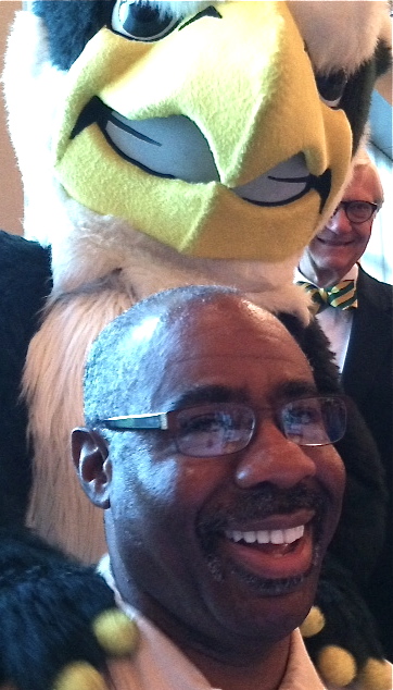 IT's Danny Banks got a visit from the Griffin at lunch.