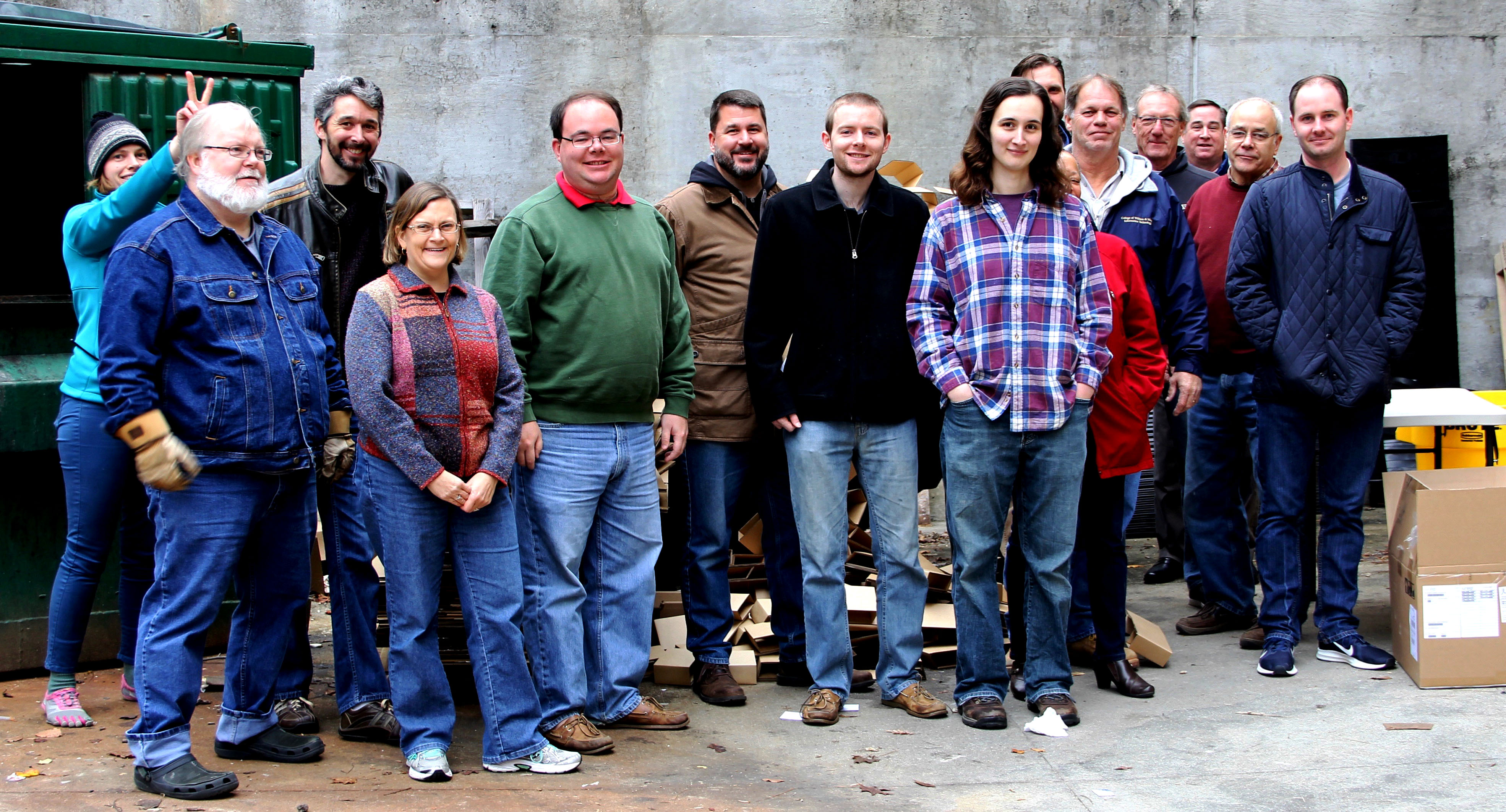 The IT team after unloading a batch of switches.