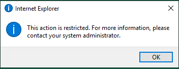 Action Restricted Dialog