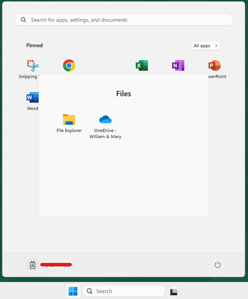 OneDrive From Start Menu