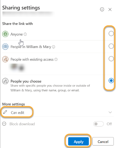 Sharing Settings