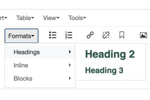 Headings sub-menu