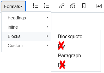 Blocks sub-menu