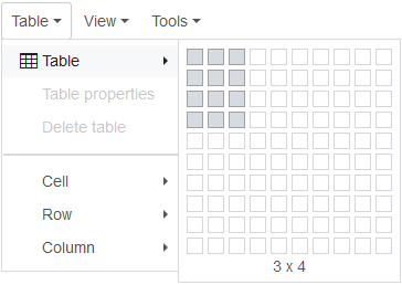 Table menu