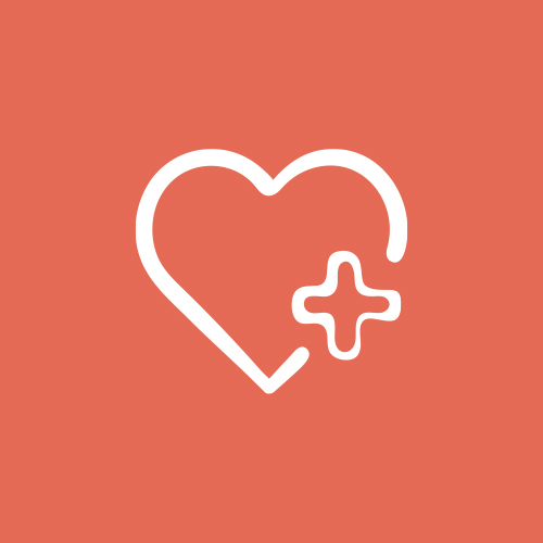 Icon of a heart and plus sign