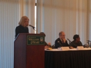 Moderator Susan Grover ask panelists questions